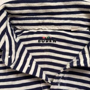 Mini Boden Boys Navy/White Striped Polo Size 6–7Y